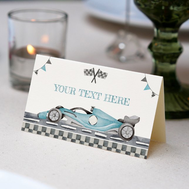 Racing Car Birthday Tent Place Card (Creator Uploaded)