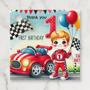 Racing car Boy 1st Birthday Party  Favour Tags