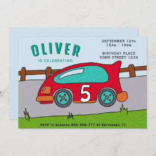Racing Car Boy Birthday Party Invitation