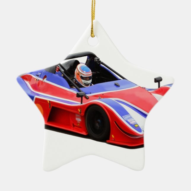 racing car ceramic ornament (Front)