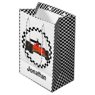 Racing Car Chequered Pattern Gift Bag