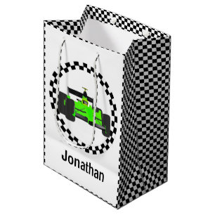 Racing Car Chequered Pattern Gift Bag