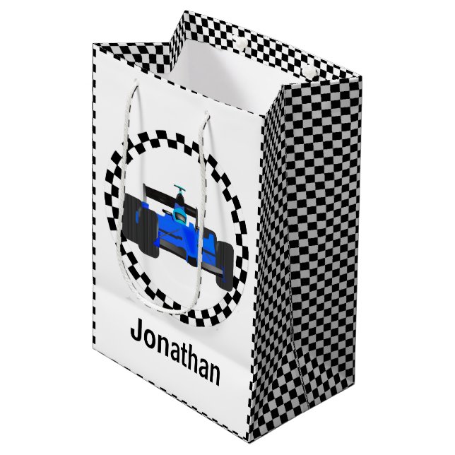 Racing Car Chequered Pattern Gift Bag (Front Angled)