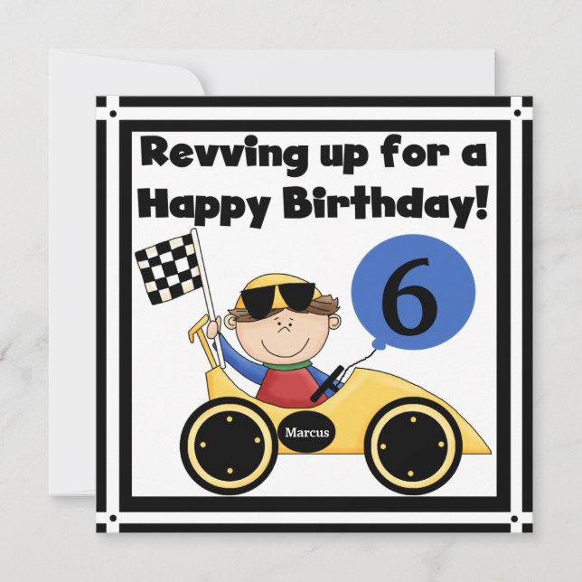 Racing Car Customised Birthday Invites (Front)