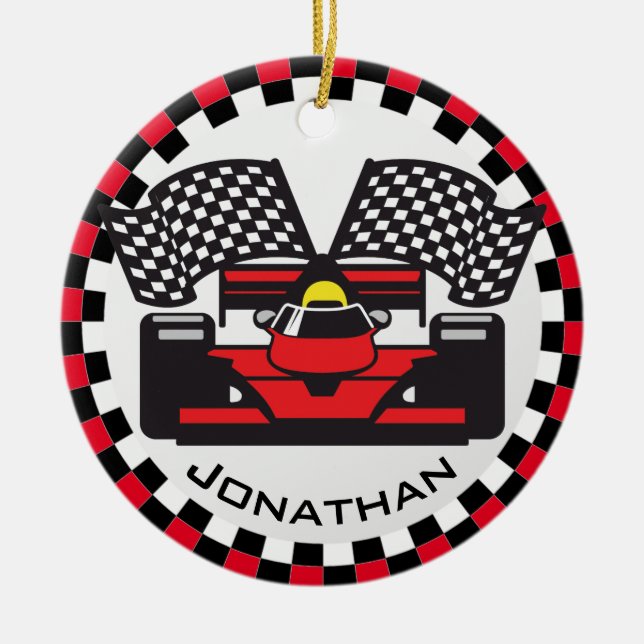 Racing Car Design Ceramic Ornament (Front)