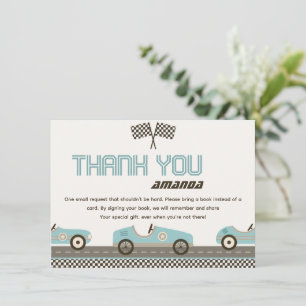 Racing Car Fast  Baby Shower Thank You Card
