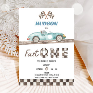 Racing Car First Birthday Invitation