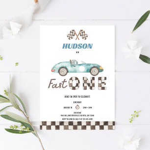 Racing Car First Birthday Invitation