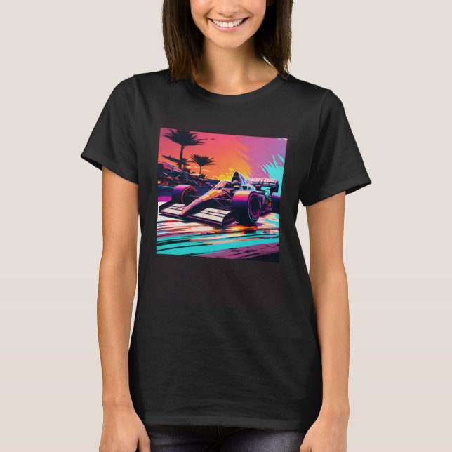 Racing Car for Mechanic Sports fan Retro Sunset T-Shirt (Front)