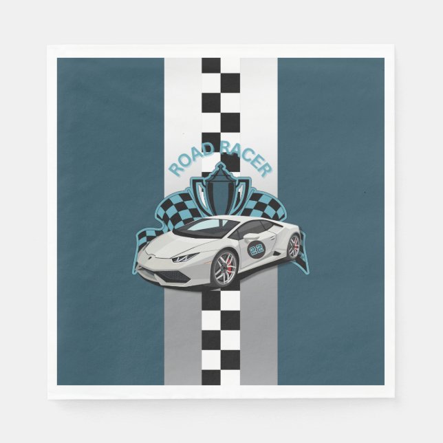 Racing car green, black & white Paper napkin (Front)