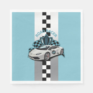 Racing car green, black & white Paper napkin