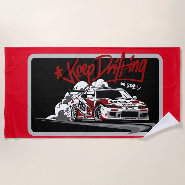 RACING CAR KEEP DRIFTING AND SCRAPE IT! BEACH TOWEL (Front)