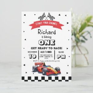 Racing Car Kids Birthday  Invitation