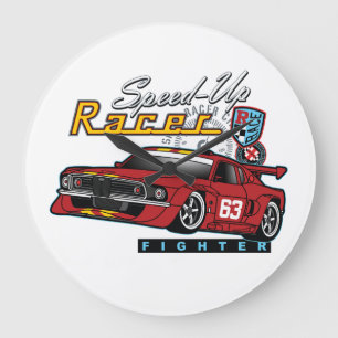 Racing Car _ Motor 12 Large Clock