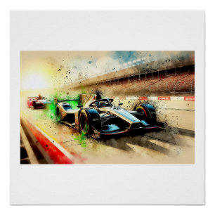 Racing Car on Speed Track,  Poster