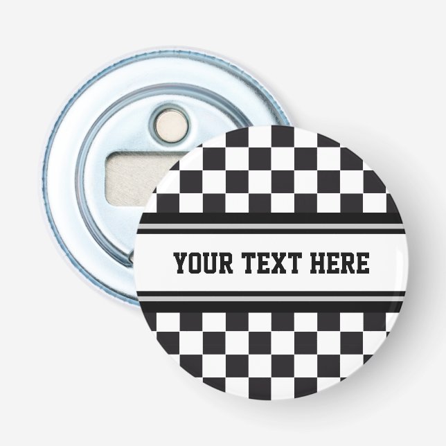 Racing Car Pattern + text & your background colour Bottle Opener (Front)