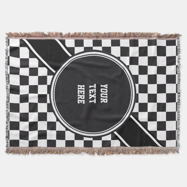 Racing Car Pattern + your backgr. colour & text Throw Blanket (Front)