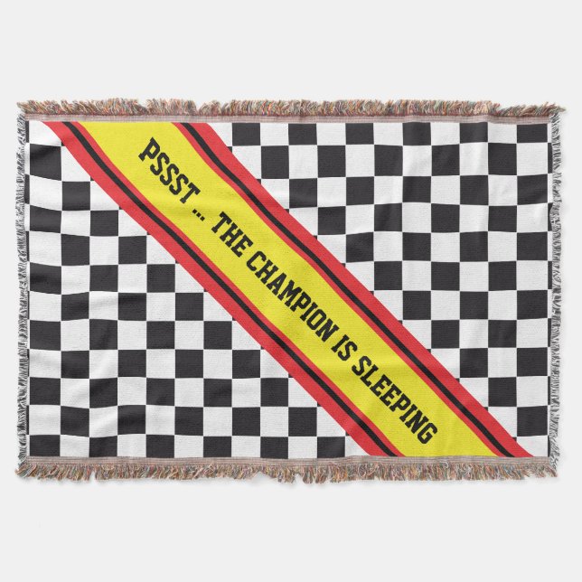 Racing Car Pattern + your backgr. colour & text Throw Blanket (Front)