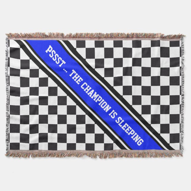 Racing Car Pattern + your backgr. colour & text Throw Blanket (Front)