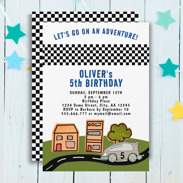 Racing Car Road House Boy Birthday Invitation (Creator Uploaded)