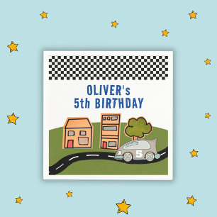 Racing Car Road House Custom Name Birthday  Napkin