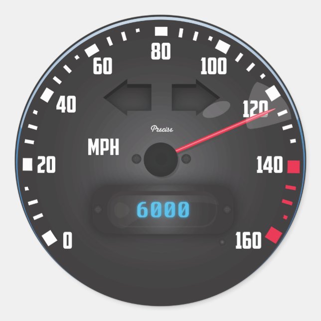 Racing Car speedometer Classic Round Sticker (Front)