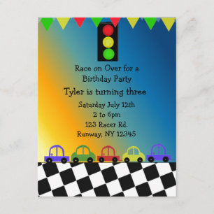 Racing Car Traffic Light Birthday Party Invitation