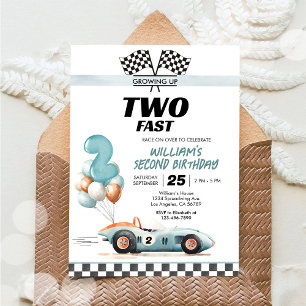 Racing Car Two Fast 2nd Birthday Invitation
