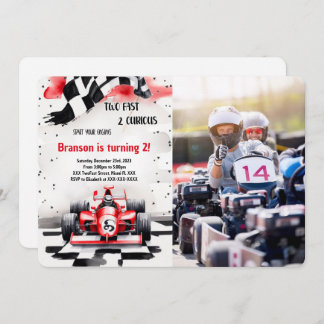 Racing Car, Two Fast Photo Invitation