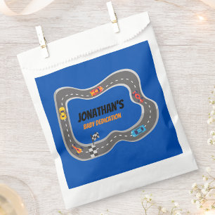 Racing Cars Racetrack Baby Boy Dedication Favour Bag