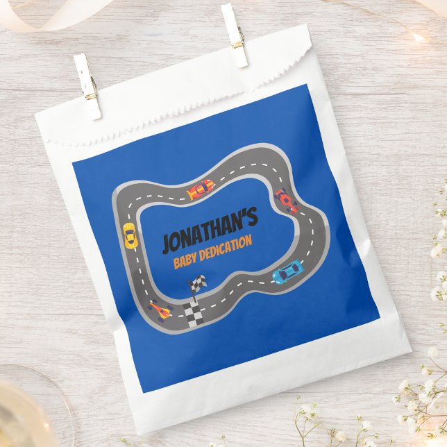 Racing Cars Racetrack Baby Boy Dedication Favour Bag (Creator Uploaded)
