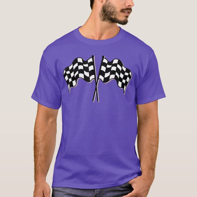 Racing Checkered Finish Line Flag Automobile Motor T-Shirt (Front)