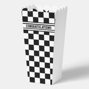 Racing Checkered Winners Flag Black and White Favour Box