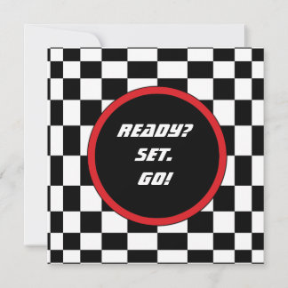 Racing Checkers Birthday Party Invitations