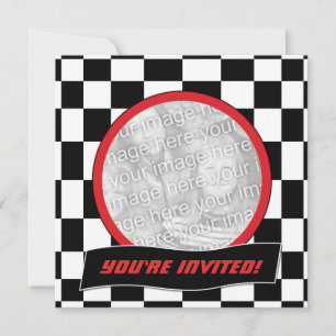 Racing Checkers Birthday Party Invitations