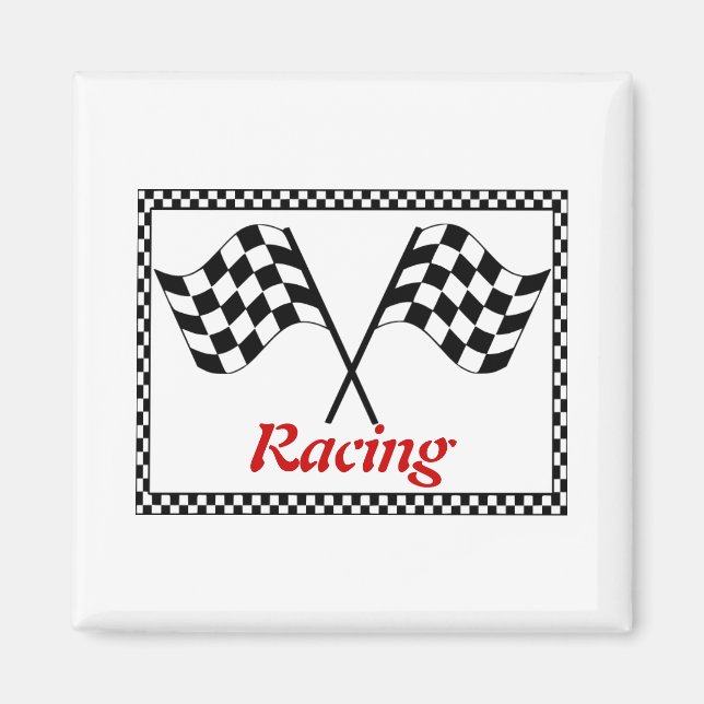 Racing Chequerboard Flags Magnet (Front)