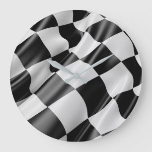 Racing Chequered Flag Finish LIne Large Clock