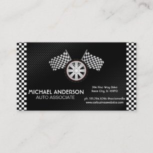 Racing Chequered Flags and Tire Auto Business Card