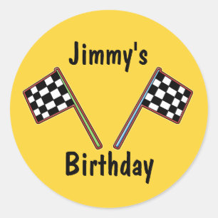 Racing Chequered Flags Birthday Sticker