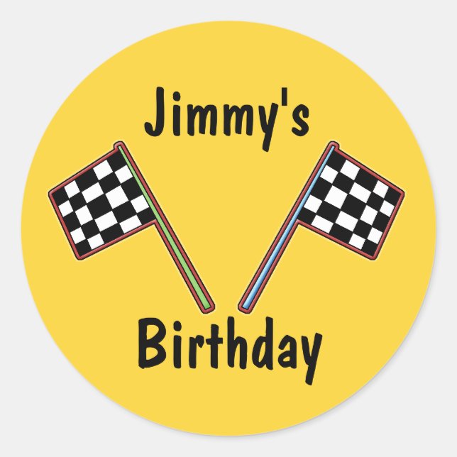 Racing Chequered Flags Birthday Sticker (Front)