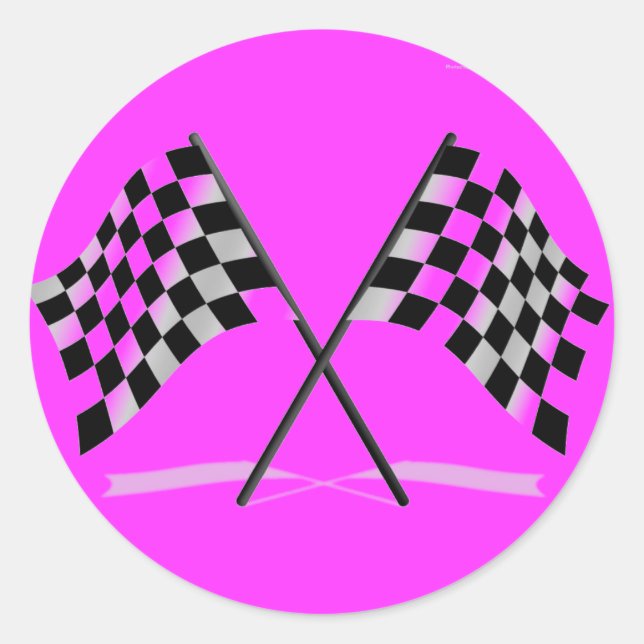 Racing Chequered Flags Classic Round Sticker (Front)