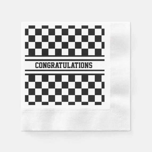 Racing Chequered Winners Flag Black and White Napkin (Front)