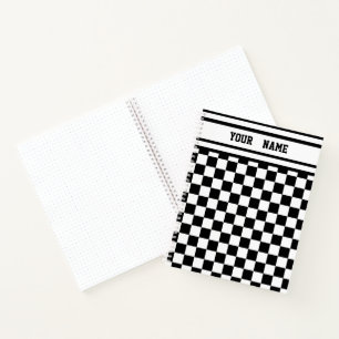 Racing Chequered Winners Flag Black and White Notebook