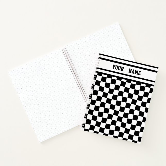 Racing Chequered Winners Flag Black and White Notebook (Inside)