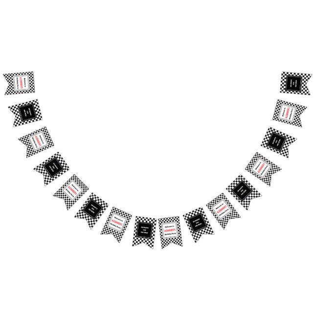 Racing / Chess Pattern - Squares 1a + Text & Logo Bunting (All)