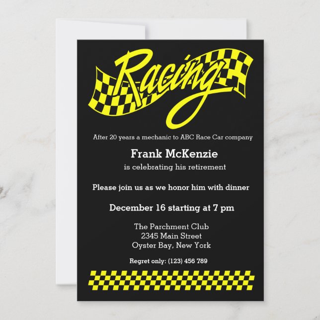 Racing, choose your background colour invitation (Front)