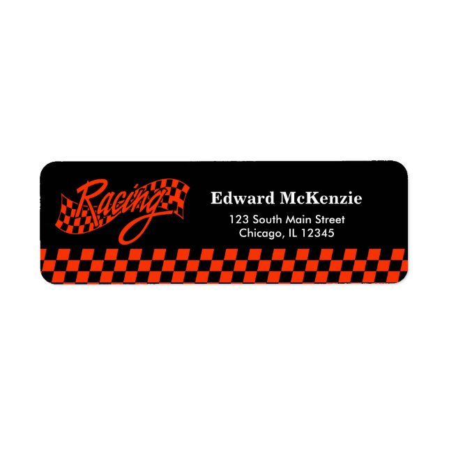 Racing, choose your background colour return address label (Front)