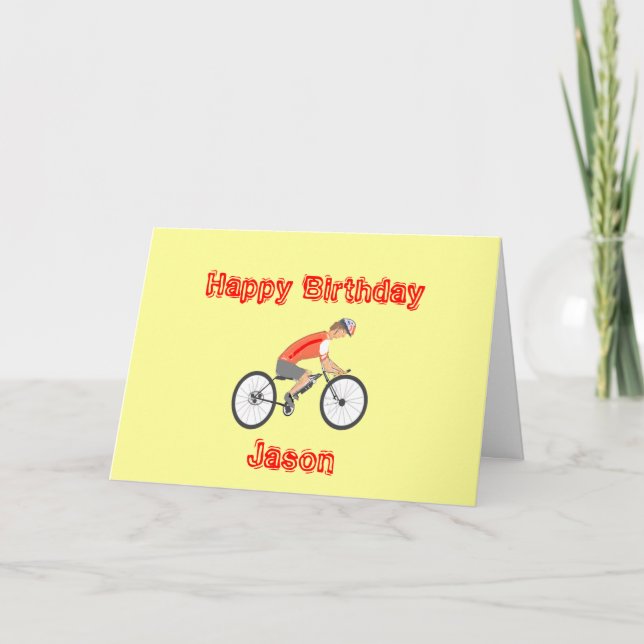 Racing Cyclist Birthday Card, add name Card (Front)