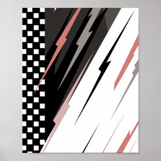 Racing Design in Black and White Poster