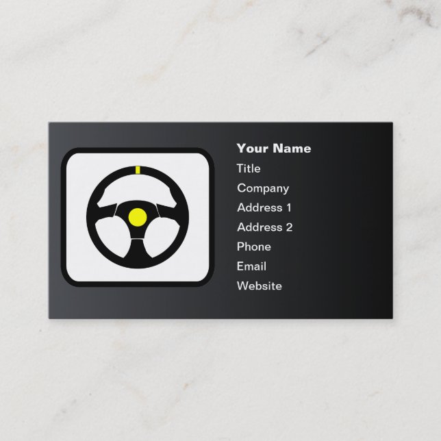 Racing Driver Logo Customisable Black Business Card (Front)